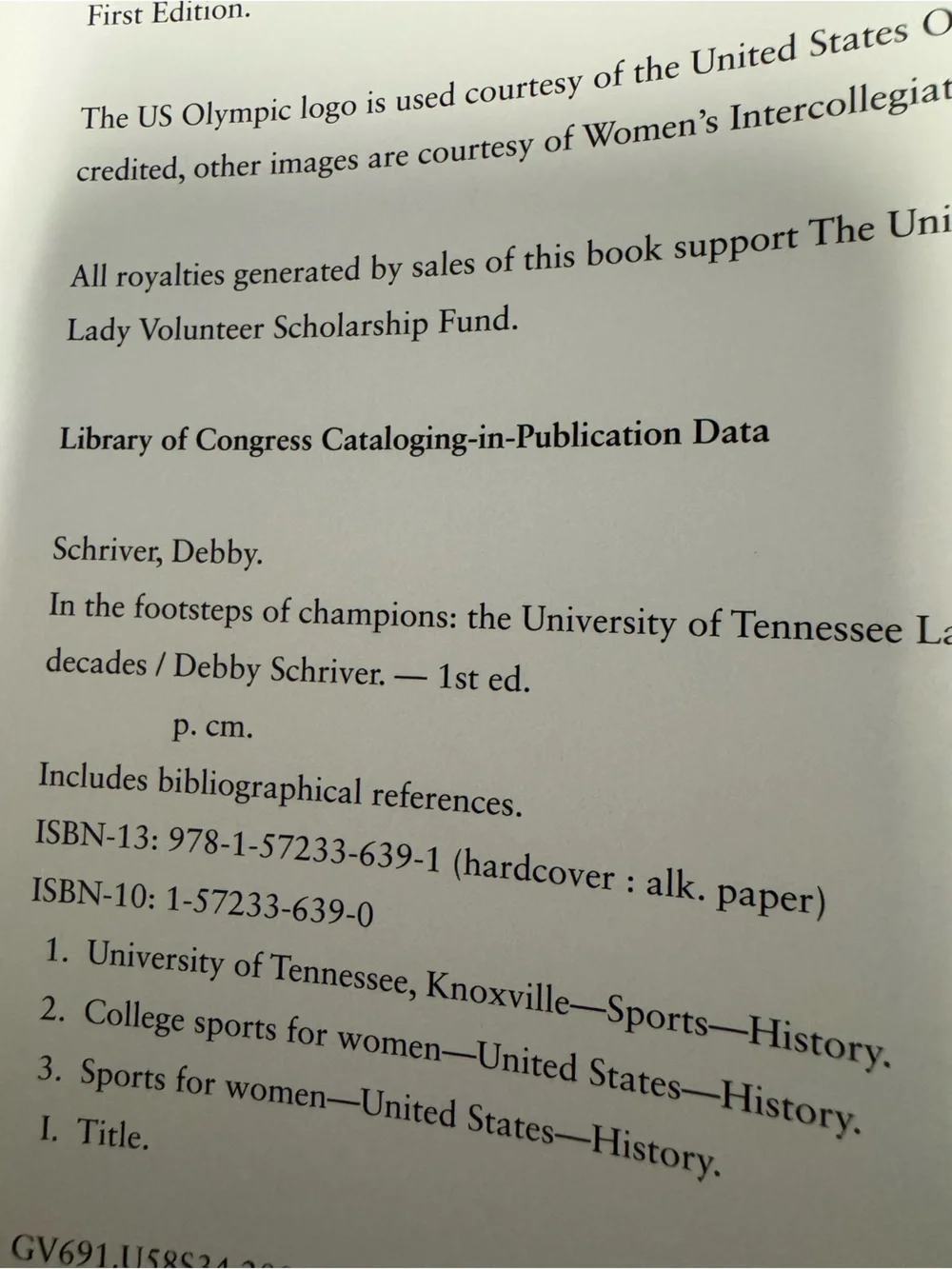 Debby Shriver In the Footsteps of Champions Lady Vols 2008 Coffee Table Book